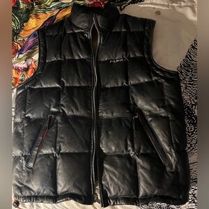 Leather FUBU Puffer Vest
